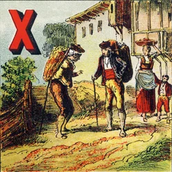 X: Sherry. Miasto Hiszpanii słynące z wina - Grawerunek wydobyty z alfabetu geograficznego. Guerin-Muller et Cie, wydawnictwo, Paryż