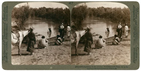 Chrzest w rzece Jordan, Palestyna, 1903.