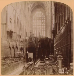 Wnętrze Opactwa Westminsterskiego, Londyn, Anglia, 1896.