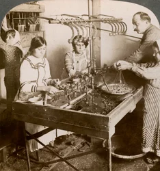 Produkcja jedwabiu, Syria, 1900.