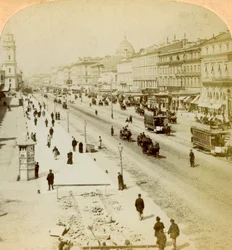 Prospekt Newski, główna ulica Petersburga, Rosja, 1897