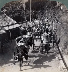 Jazda do świątyni Daijingu na Shinto święto kultu Bogini Słońca, Jokohama, Japonia, 1904.