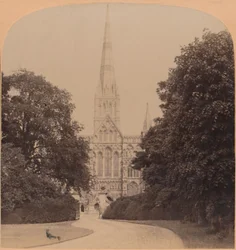 Katedra w Salisbury na północnym zachodzie Anglii, pierwszy wielki kościół wczesnego stylu angielskiego, 1900