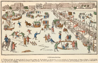 Jarmark mrozowy na Tamizie, Londyn, 1683 r.