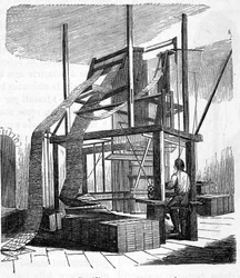 1801 Krosno tkackie żakardowe. Grawerowanie z XIX wieku.