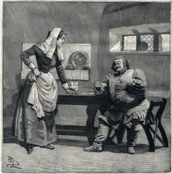 Scena „Falstaff” z opery eponim Giuseppe Verdiego powstała w 1893 roku. Grawer w „Le Parisien””
