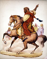 Abd El-Kader (1807 - 1883), arabski emir Algierii. Litografia XIX wieku.