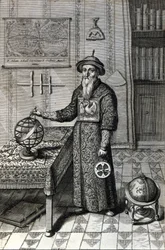 Adam Schall, astronom (1592-1666) w stroju mandaryńskim w obserwatorium w Pekinie, w „Chiny” Athanase Kircher (lub Athanasius Kircheri)
