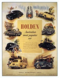 Reklama australijskich samochodów Holden, ok. 1950 r. (pocztówka)