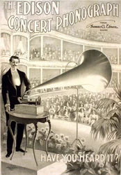 Reklama edisona gramofon „” fonograf koncertowy Edison, słyszałeś to? „” - litografia 1899