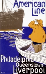 Plakat reklamowy American Line “Philadelphia - Queenstown - Liverpool” w “Pictorial Placard””, Bruksela