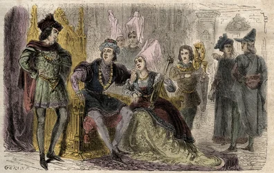 Agnes Sorel (1422-1450) na dworze Karola VII - Agnes Sorel a la cour de Charles VII - rycina w „Dictionnaire populaire illustrious” - 1864 - Joseph Decembre i Edmond Allonier -