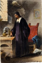 Alchemik Nicola Barnaud, badacz kamienia filozoficznego.