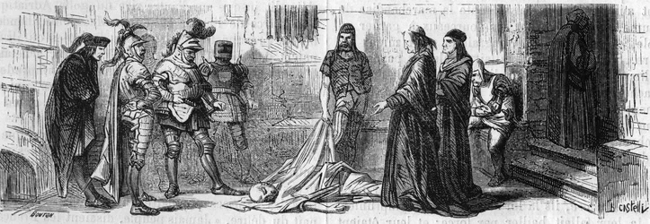 Aleksander VI otruł tureckiego księcia Jeme, zmarł jakiś czas później. Rycina XIX wieku.