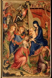 Altarolo del Bargello (nastawa ołtarzowa z Bargello): „Pokłon Trzech Króli”. Anonimowy obraz z XIV wieku. Florencja, Museo Nazionale del Bargello