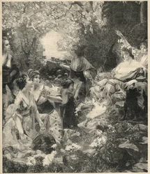 Amaterasu bogini słońca (bogini słońca) grawer Paul Francois Quinsac (1858-1929) - Grawerowanie z 1899 roku