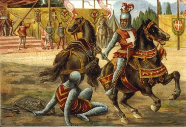 Amedee VII Savoy (1360-1391) powiedział Czerwonego Hrabiego podczas turnieju. Amedeo VIII Sabaudii (tzw. Rosso).