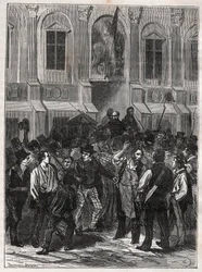 Armand Barbes, francuski rewolucjonista (1809-1870) przed aresztowaniem 12 maja 1839 r. – Grawer z 1882 r. w „Histoire de dix ans: 1830-1840” Louis-Blanc (1811-1882)