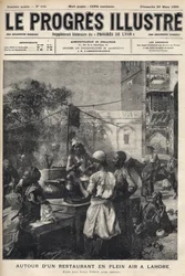 Wokół restauracji na świeżym powietrzu w Lahore w Pakistanie - okładka „Wspaniałego postępu” z marca 1899 r. -