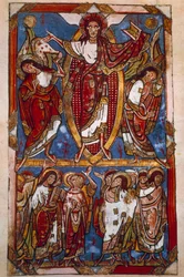 Wniebowstąpienie. Miniatura w „Sakramentarzu Saint-Martial de Limoges” (Folio 84v), autor nieznany