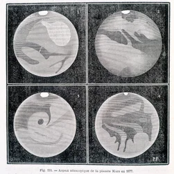 Teleskopowe aspekty planety Mars w 1877 - w „Popular Astronomy” Camille Flammarion, ed. Marpon i Flammarion