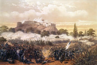 Napaść na Chapultepec we wrześniu 1847 r. podczas wojny między Stanami Zjednoczonymi a Meksykiem. Grawerowanie z 1850 roku.