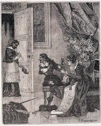 W czasie, gdy Marie de Medicis broniła swojej sprawy, kardynał wszedł (Journee des dupes), ilustracja w „Paris a travers les siecles” Kenouillaca