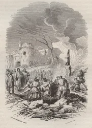 Baldwin V, hrabia Flandrii (1012-1067) przywracający policję w swoich stanach - Rycina 1868 w „Historii Belgii od czasów prymitywnych do końca panowania Leopolda I” autorstwa Theodore Juste (1818-1888) - Szeregowy kolekcja