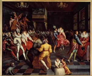 Bal na dworze malarstwa Valois Anonymous. 16 wiek. Słońce 1,63x1,94 m Rennes, musee des Beaux Arts