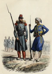 Batalion Legii Cudzoziemskiej sformowany i wysłany do Algierii w 1831 r.; Batalion rdzennych tyralierów, sformowany i wysłany do Algierii w 1841 r., In „”L