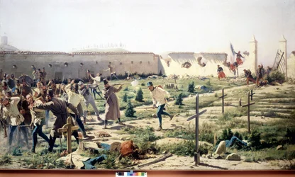 Bitwa pod Solferino, Lombardia, przeciwstawiając się armiom francusko-sardyńskim i austriackim w dniu 24 czerwca 1859 r. Museo del Risorgimento. Mediolan