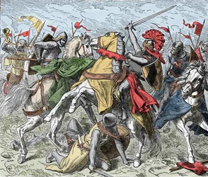 Bitwa nad Elster: Rudolf Szwabski śmiertelnie ranny - Bunt Sasów (1073-1075): Rodolf z Rheinfelden (ok. 1025-1080), książę Szwabii i antyking Rzymian zostaje śmiertelnie ranny w bitwie pod Elster, przeciwko wojskom Henryka IV z