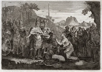 Biblia Royaumont, Stary Testament: Abigail. Abigail, żona Nabala, swoją mądrością łagodzi gniew Dawida. Ilustracja z 1811 roku.