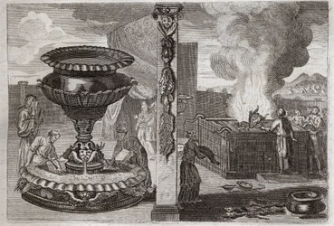 Biblia Royaumont, Stary Testament: Ołtarz perfum. Figura dwóch ołtarzy, jednego z wonności i jednego z całopaleń. Ilustracja z 1811 roku.