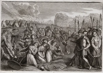 Biblia Royaumont, Stary Testament: Zniszczenie Hai. Jozue, po zrujnowaniu Jerycha, atakuje miasto Hai (Ai), gdzie zostaje najpierw odparty z powodu zbrodni Akana (Achan, Achar, Hacan, Hacar), ale po ukaraniu Achana; on bierze ci