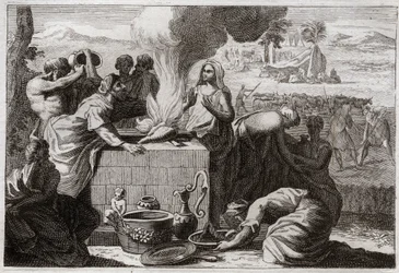 Biblia Royaumont, Stary Testament: Loth oddziela się od Abrahama. Pomiędzy pasterzami Abrahama i Lotha doszło do kłótni i rozdzielili się, a Loth wycofał się do Sodomy. Ilustracja z 1811 roku.