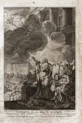 Biblia Royaumont, Stary Testament: Mojżesz zwracający się do Boga („Panie, wyślij tego, kogo masz wysłać”). Frontyspicjum. Ilustracja z 1811 roku.