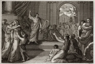Biblia Royaumont, Stary Testament: Susanne delivree. Bóg posługuje się mądrością młodego Daniela, aby uwolnić Susanne od śmierci, na którą została niesłusznie skazana. Ilustracja z 1811 roku.