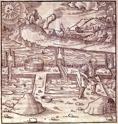 Zbiór bitumu. Georg Bauer Agricola „De Re metallica”” książka z XVI wieku. Biblia Muzeum Nauki w Mediolanie.