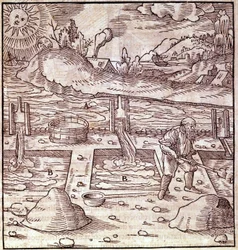 Odzysk asfaltu. Georg Bauer „” Agricola De Re metallica”” książka z XV wieku. Biblia Muzeum Nauki w Mediolanie.
