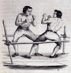 Bokserzy Daniel Mendoza (1764-1836) i Richard Humphries (Humphreys) w 1790 r. Rycina XIX w.