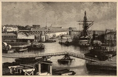 Brześć - Port wojskowy - Finistere - Bretania - grawer w „” PATRIE”” - PECTURESSE OPIS FRANCJI W 6 TOMACH WG LUCIENA HUARDA - koniec XIX wieku