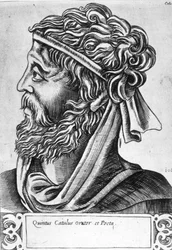 Caius Valerius Catullus dit Catulle (87 - 54 pne) Wyimaginowany portret, rycina z XVII wieku.