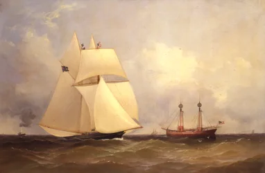 Cambria mijając Sandy Hook po wyścigu transatlantyckim, 1870