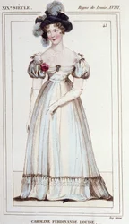 Caroline Ferdinande Louise z Neapolu, księżna Berry (1798–1870). Żona księcia Berry. Grawerowanie z 1830 roku.