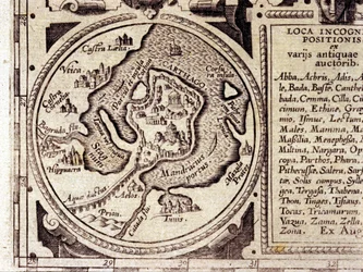 Kartagina widok na Zatokę Tunis w XVII-wiecznym atlasie historycznym.