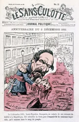 Karykatura dotycząca zamachu stanu Napoleona III z 2 grudnia 1851 - w „Le sans-culotte”