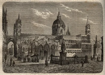 Cathedrale de Palermo - Katedra w Palermo - Katedra w Palermo - grawerowanie w ""Dictionnaire populaire illustrious" - 1864 - Joseph Decembre i Edmond Allonier -