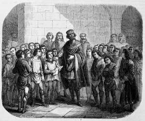 Karol Wielki z wizytą w szkole – w „Historii papieży, królów, królowych, cesarzy na przestrzeni wieków” Maurice Lachatre