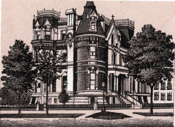 Chicago, Stany Zjednoczone: widok z rogu Prairie Avenue i 22nd Street. w „” Świat ilustruje 168 odsłon”” Niedatowany (koniec XIX wieku)